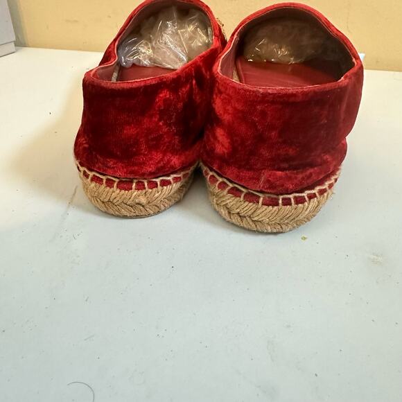 Dolce & Gabbana Shoes Womens 40 Red Velvet Mamma Bella Embellished Espadrille - Picture 5 of 8